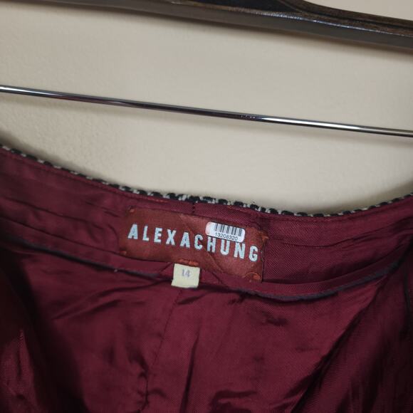 Alexa Chung Wide Leg Cropped High Waisted 100% Wool Trousers Houndstooth Size 14 - Picture 9 of 12